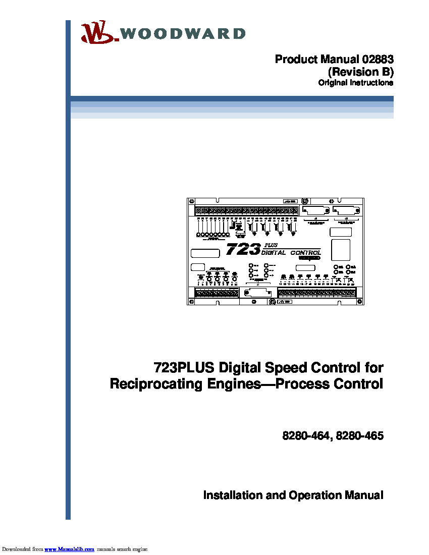 First Page Image of 8280-464 Woodward 723PLUS Digital Speed Control Manual 02883.pdf
